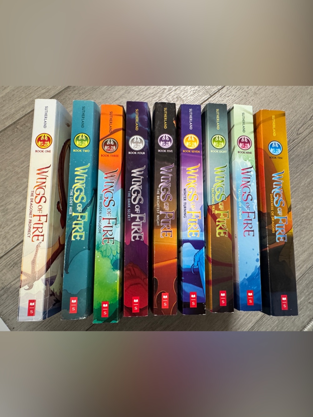 Scholastic Wings of Fire Paperback book set includes books  1,2,3,4,5,7,8,9&10